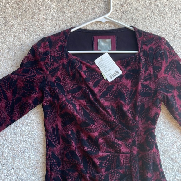 🆕MAEVE ANTHROPOLOGIE Wine Lace Elegant Velvet Dress - Picture 7 of 16